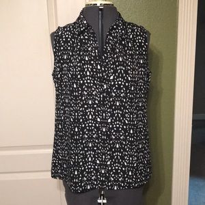 LOFT Black/White Sleeveless Blouse
